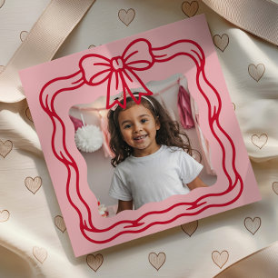 Happy Valentine's Day Custom Photograph Wavy Bow Note Card