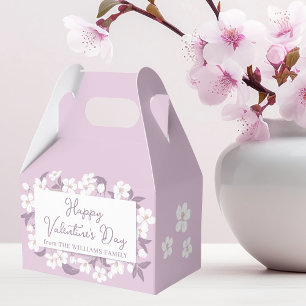 Happy Valentine's Day Custom Pink Floral Party Favor Boxes