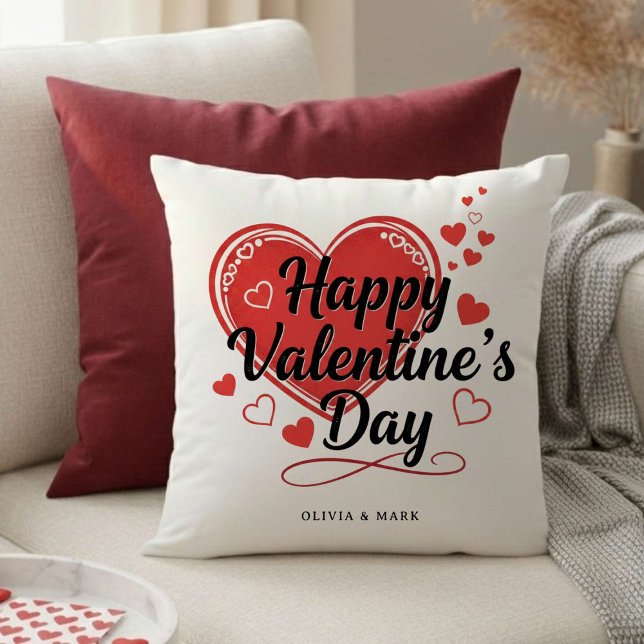 Happy Valentines Day Custom  Romantic love gift Throw Pillow (Creator Uploaded)