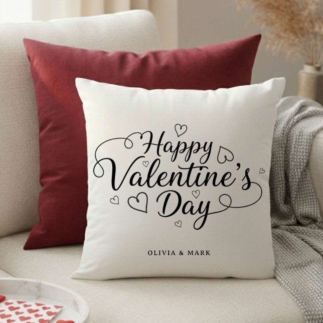 Happy Valentines Day Custom  Romantic love gift   Throw Pillow (Creator Uploaded)
