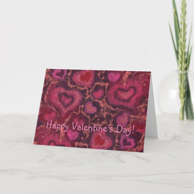 Happy Valentine's Day customizable text red & pink Holiday Card (Front)