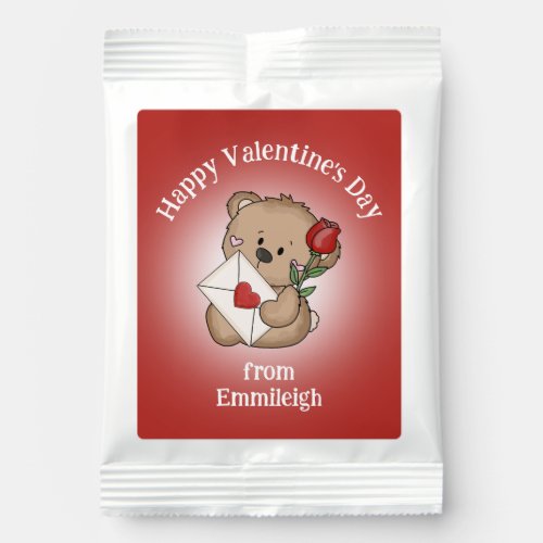 Happy Valentines Day Cute Bear Heart Name  Lemonade Drink Mix