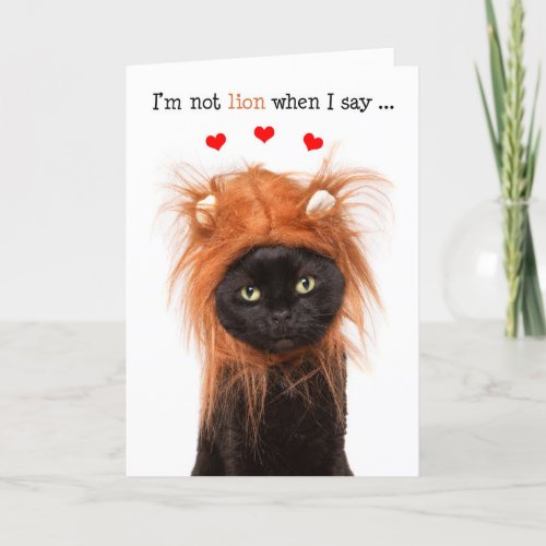 Happy Valentines Day Cute Cat in Lion Costume Holiday Card