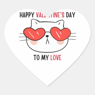 Happy valentine's day | cute cat with heart eyes heart sticker
