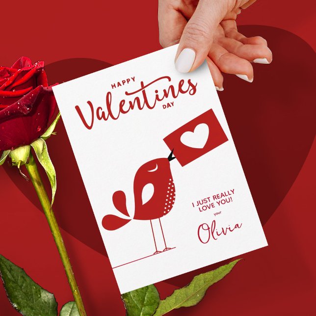 Happy Valentine's Day Cute Creative Red Love Bird Invitation (Creator Uploaded)