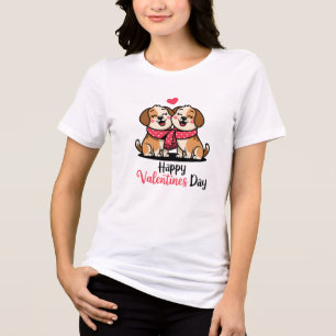 Happy Valentines Day Cute Dogs Romantic Tri-Blend Shirt