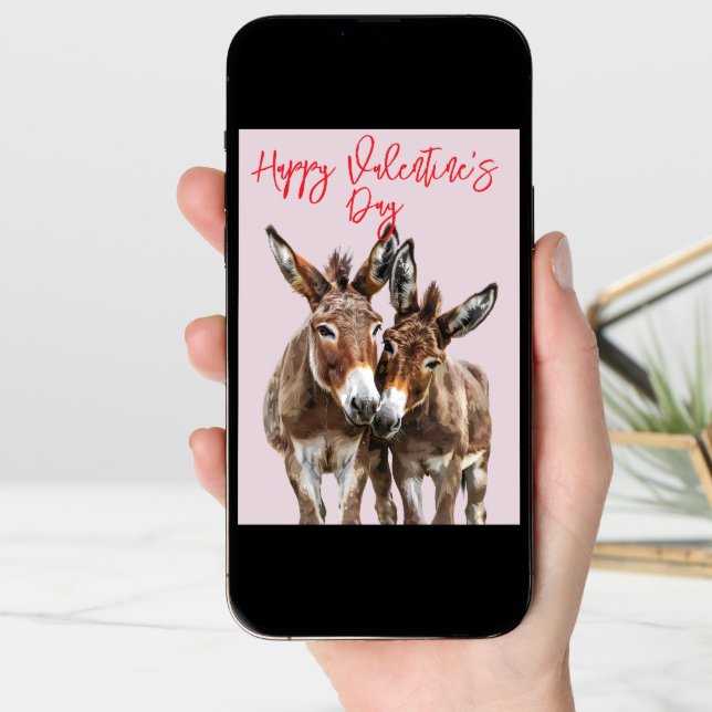 Happy Valentine's day Cute Donkeys Love Card (Front Digital)