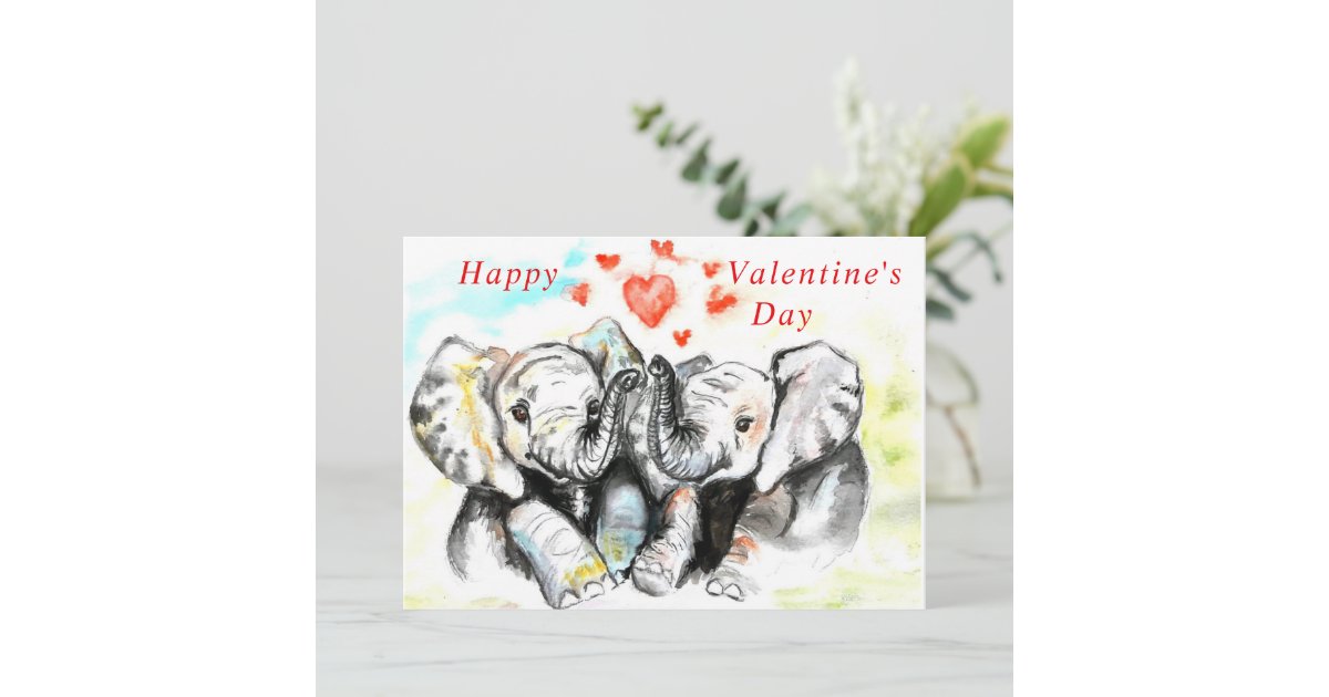Happy Valentine's Day - Cute Elephants - Romantic | Zazzle