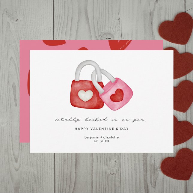 Happy Valentine's Day Cute Fun Locks Hearts Custom Holiday Card (Creator Uploaded)