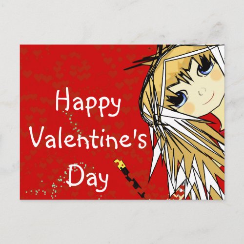 Happy Valentines Day_ Cute Girl Holiday Postcard