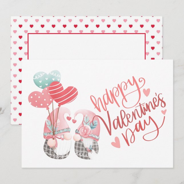 Happy Valentine's Day Cute Gnome Photo Valentine Note Card (Front/Back)