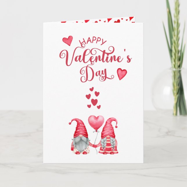 Happy Valentine's Day Cute Gnomes Photo Holiday Card (Front)