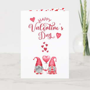 Happy Valentine's Day Cute Gnomes Photo Holiday Card