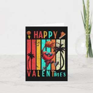 Happy Valentines Day Cute Heart Playing Basketball Card