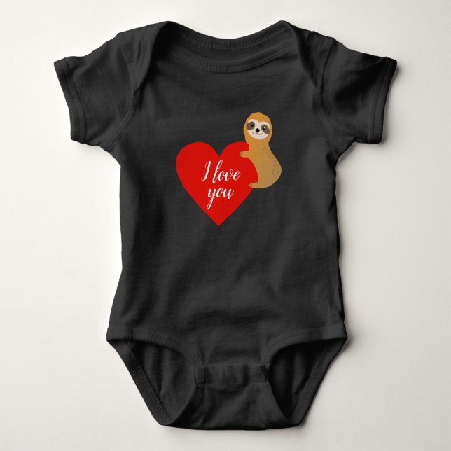 Happy Valentine's Day | Cute Heart Sloth Baby Bodysuit (Front)