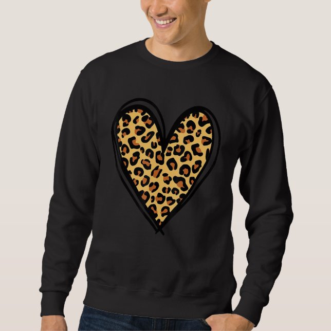 Happy Valentine's Day Cute Hearts Leopard Couple M Sweatshirt (Front)