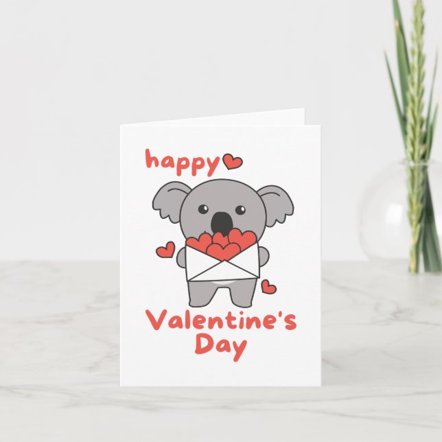 Happy Valentine's Day cute Koala Holiday Card (Front)