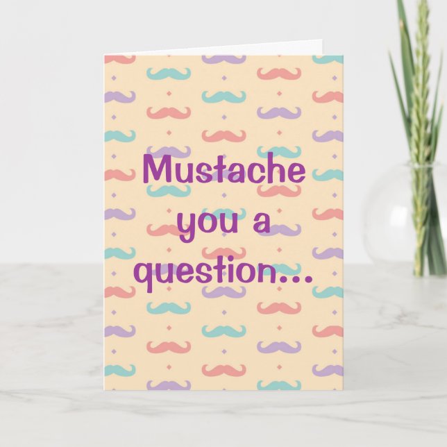 Happy Valentine's Day Cute Mustache Moustache Card (Front)