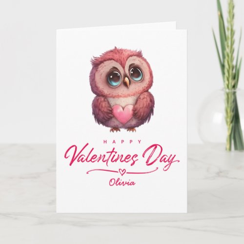 Happy Valentines Day Cute Owl Card