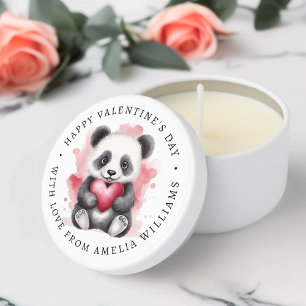 Happy Valentines day cute panda holding heart Mini Candle Favors