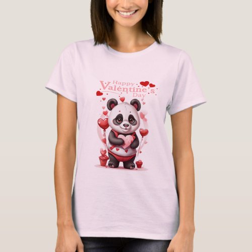 Happy Valentines Day Cute Panda T_Shirt