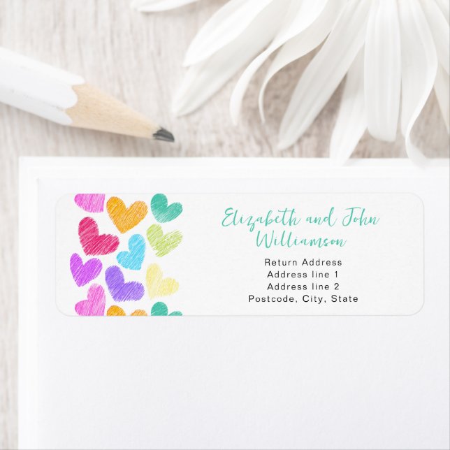 Happy Valentines Day Cute Pastel Hearts Custom Label (Insitu)