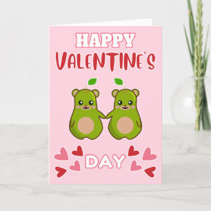 HAPPY VALENTINE'S DAY Cute Pear Bear Pair Holiday Card