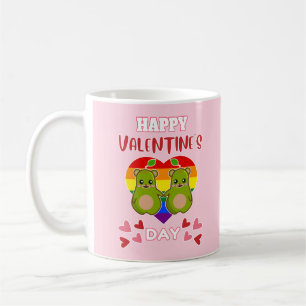 HAPPY VALENTINE'S DAY Cute Pear Bear Pair LGBT Coffee Mug
