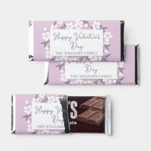 Happy Valentine's Day Cute Pink Floral Custom Hershey Bar Favors