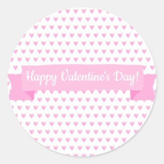 Happy Valentine's Day | Cute Pink Hearts Pattern Classic Round Sticker