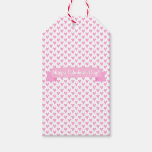 Happy Valentine's Day   Cute Pink Hearts Pattern Gift Tags