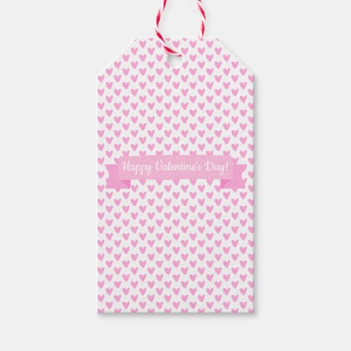 Happy Valentines Day  Cute Pink Hearts Pattern Gift Tags