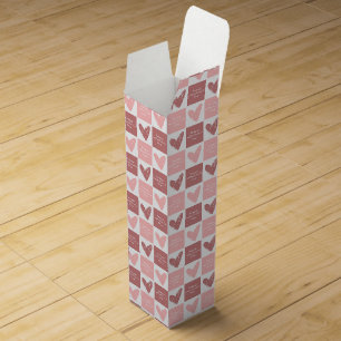 Happy Valentine's Day Cute Pink Hearts Pattern Wine Box