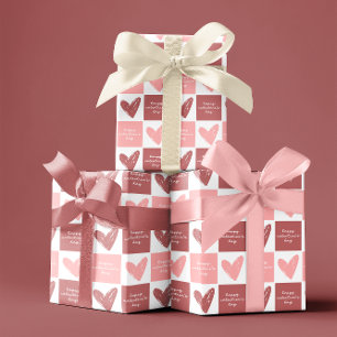 Happy Valentine's Day Cute Pink Hearts Pattern Wrapping Paper Sheets