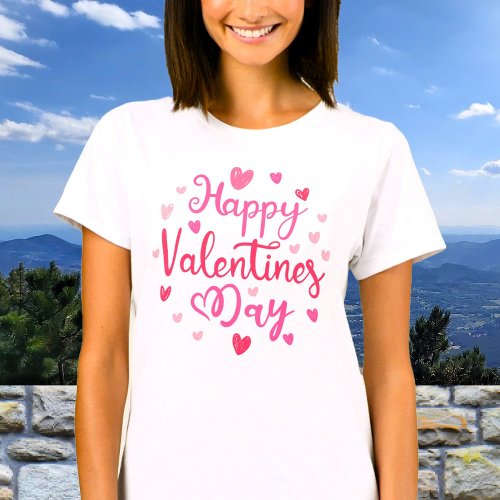 Happy Valentines Day Cute Pink Hearts T_Shirt