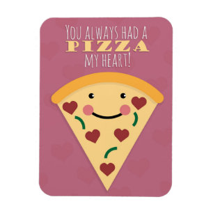 Happy Valentine's Day Cute Pizza Slice Humor Magnet