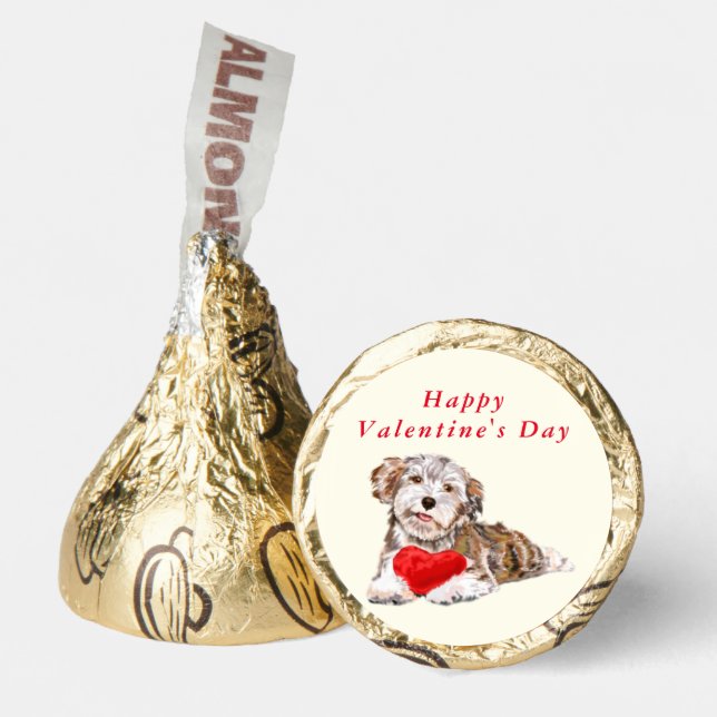 Happy Valentine's Day - Cute Puppy with Heart Hershey®'s Kisses® (Front)