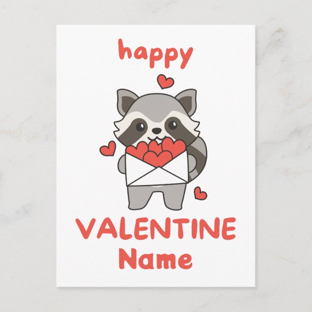Happy Valentine's Day cute Raccoon Postcard (Front)