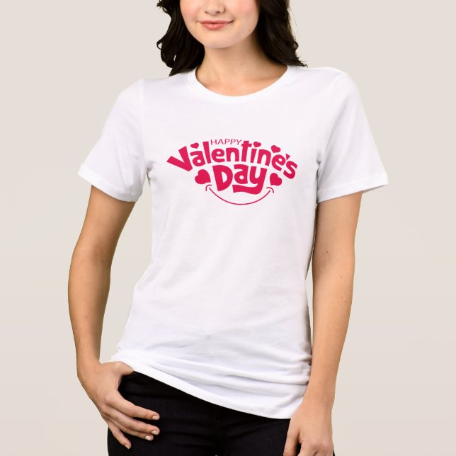 Happy Valentine's day cute red heart  Tri-Blend Shirt (Front)