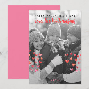 Happy Valentines Day Cute Red Hearts Family Photo Holiday Card