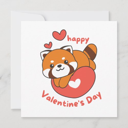 Happy Valentines Day cute Red Panda Holiday Card