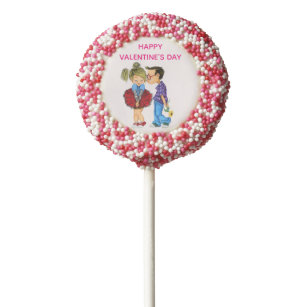 Happy Valentine's Day - Cute Romantic Couple Love Chocolate Covered Oreo Pop
