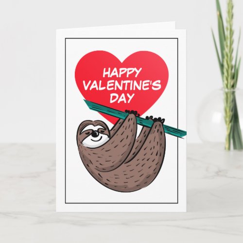 Happy Valentines Day  Cute Sloth Card