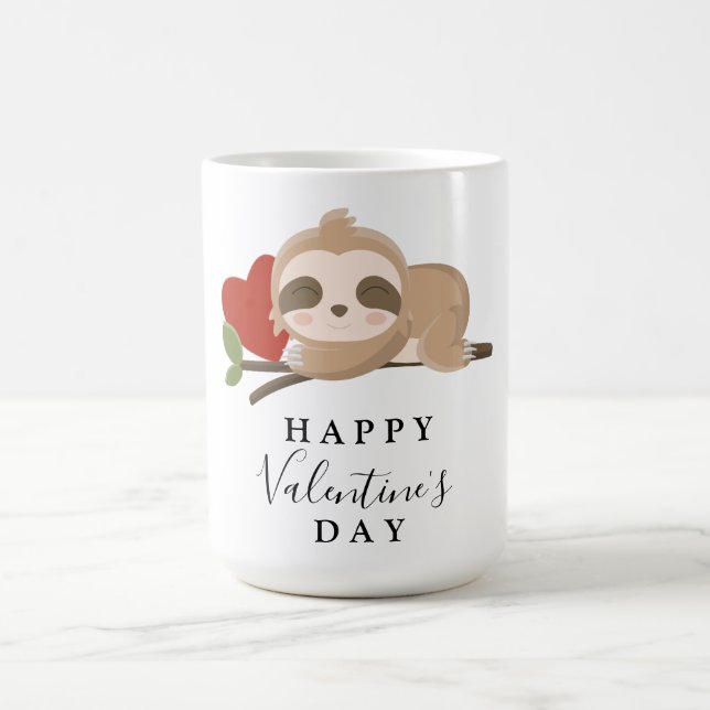 Happy Valentine's Day Cute Sloth Coffee Mug (Center)