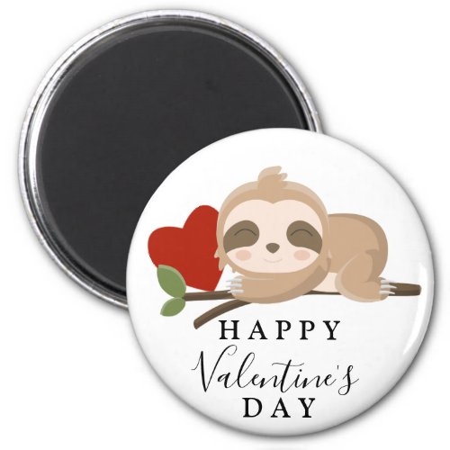 Happy Valentines Day Cute Sloth Magnet