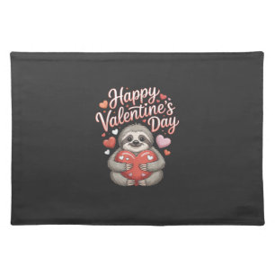 Happy Valentines Day Cute Sloth with Heart T-Shirt Cloth Placemat