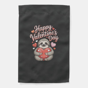 Happy Valentines Day Cute Sloth with Heart T-Shirt Garden Flag