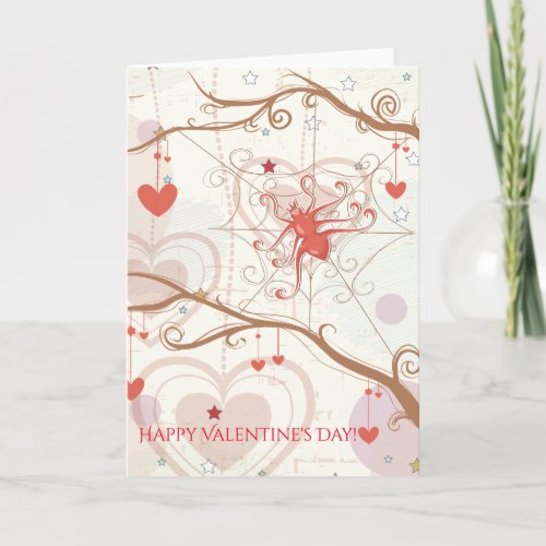 Happy Valentines Day Cute Spider Web Hearts Holiday Card