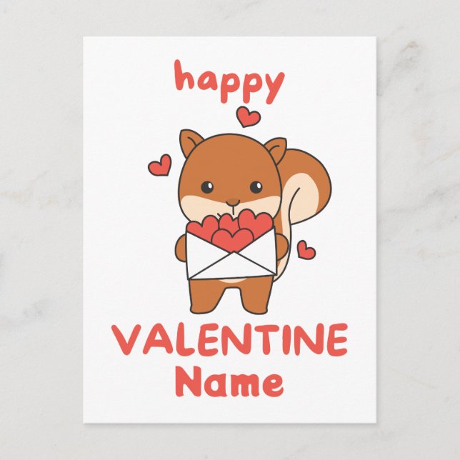 Happy Valentine's Day cute Squirrel Postcard (Front)