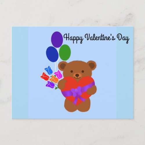 Happy Valentines Day Cute Teddy Bear 3 Postcard